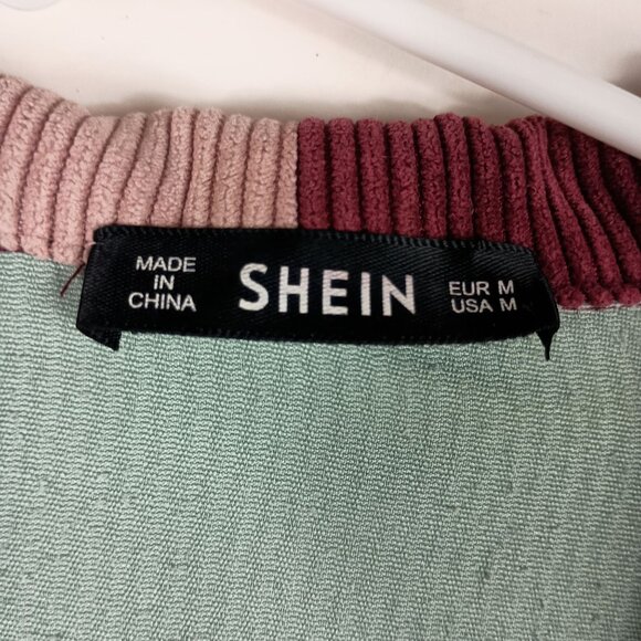 Corduroy Colorblock Shacket Patchwork Womens M Dopamine Dressing Kidcore Shein - Picture 6 of 8